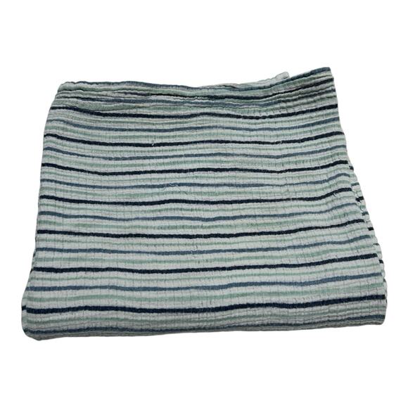 Aden & Anais Essentials Blue Green Striped Muslin Swaddle Baby Blanket - Picture 1 of 5